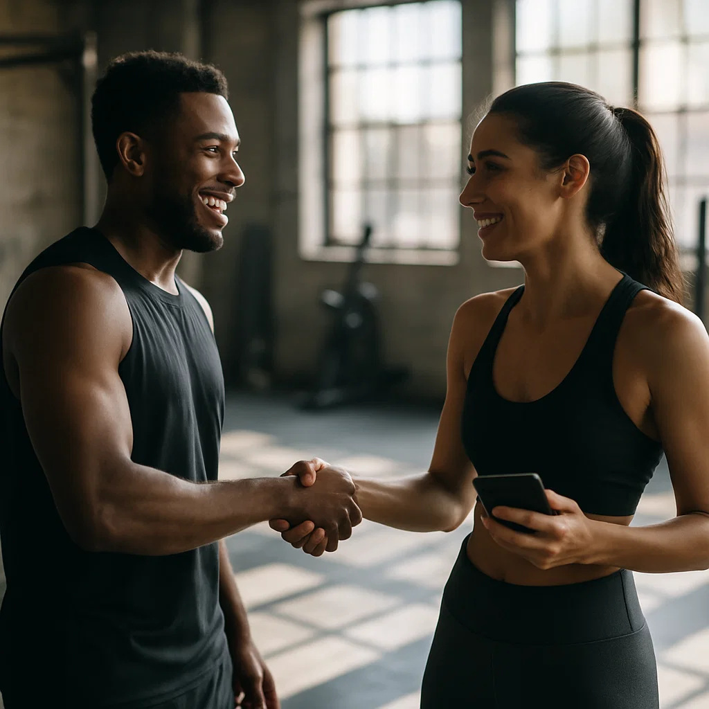 Man and woman shaking hands